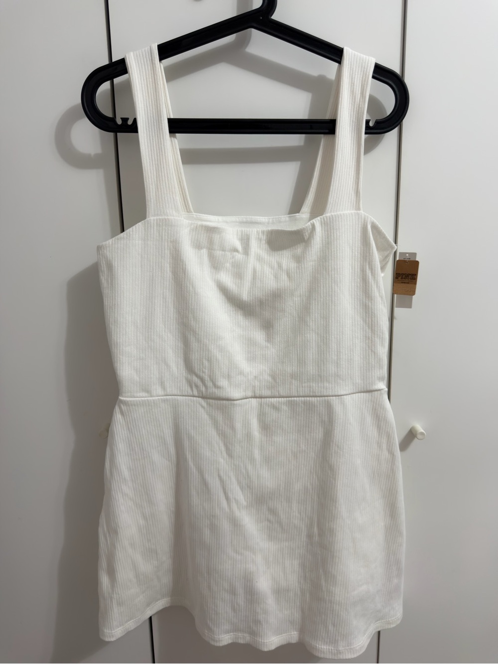 NWT Victoria’s Secret PINK White Ribbed Square-Neck Skort Dress